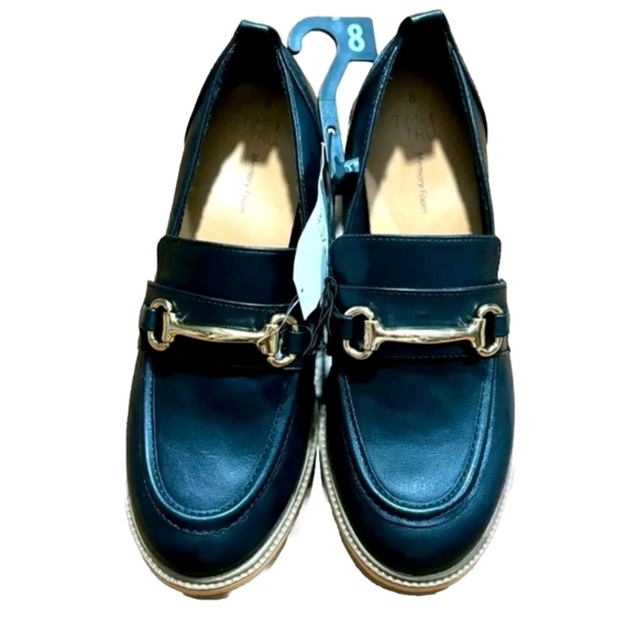 Time and Tru Shoes - NWT Time & Tru Memory Foam lug Heel Loafers/ Color Black